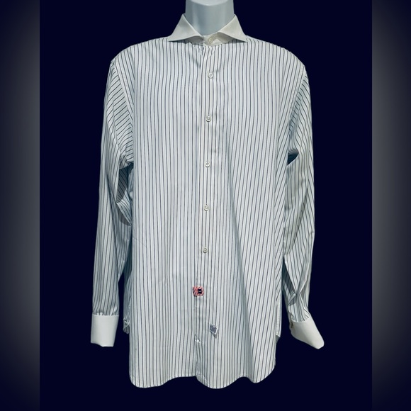 Ralph Lauren Purple Label Other - Ralph Lauren Purple Label Men’s Shirt French Cuff Cutaway White Pinstripe 15.5 L